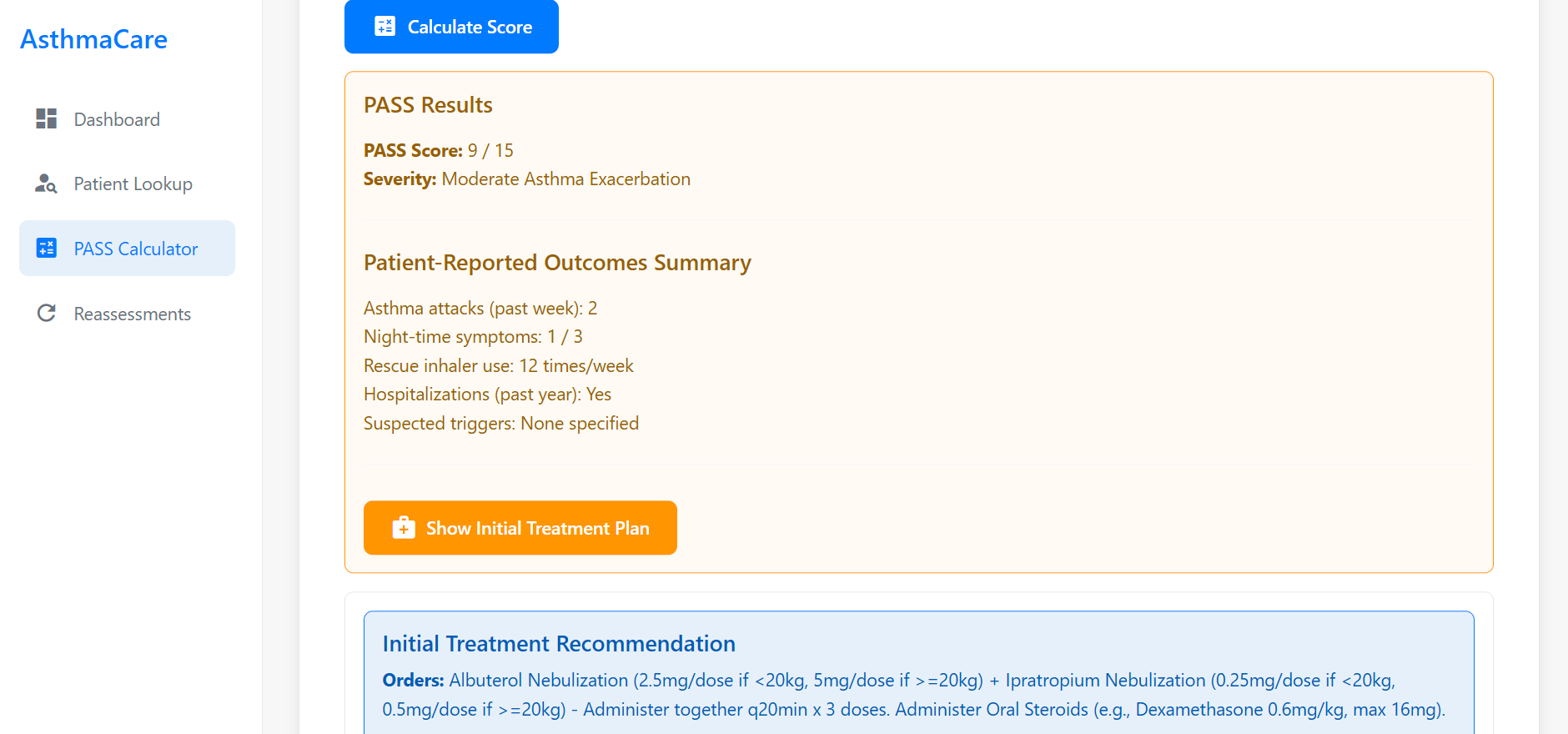 PASS Results display
